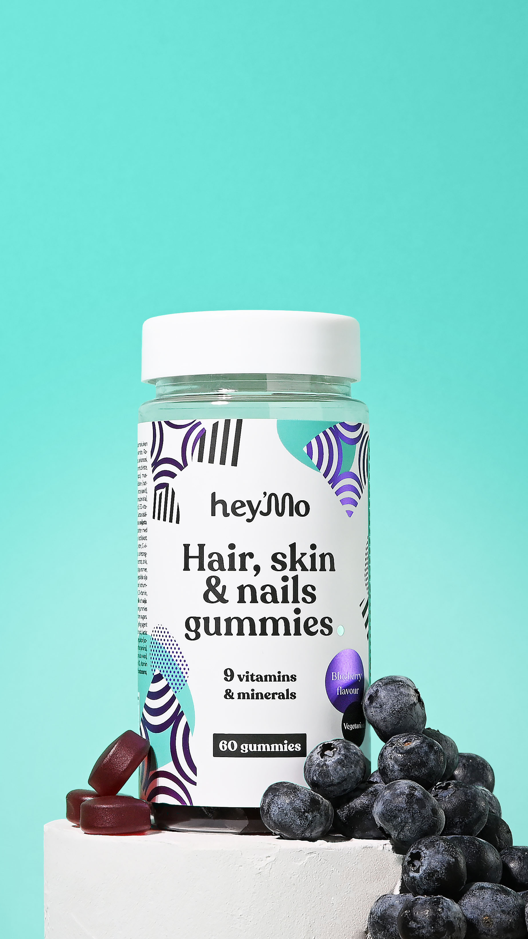 hey'Mo Blueberry Flavored Hair, Skin & Nails Gummies